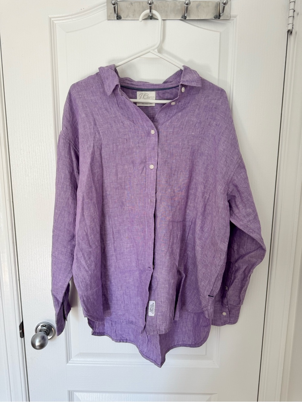 J. Crew Lavender Button-Front Linen Shirt